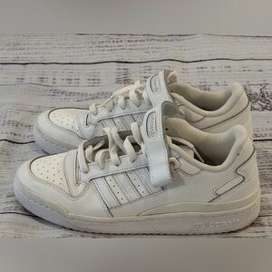 Adidas Men's Size 7.5 Forum Low Sneakers FY7755 Retro Style Leather Triple White
